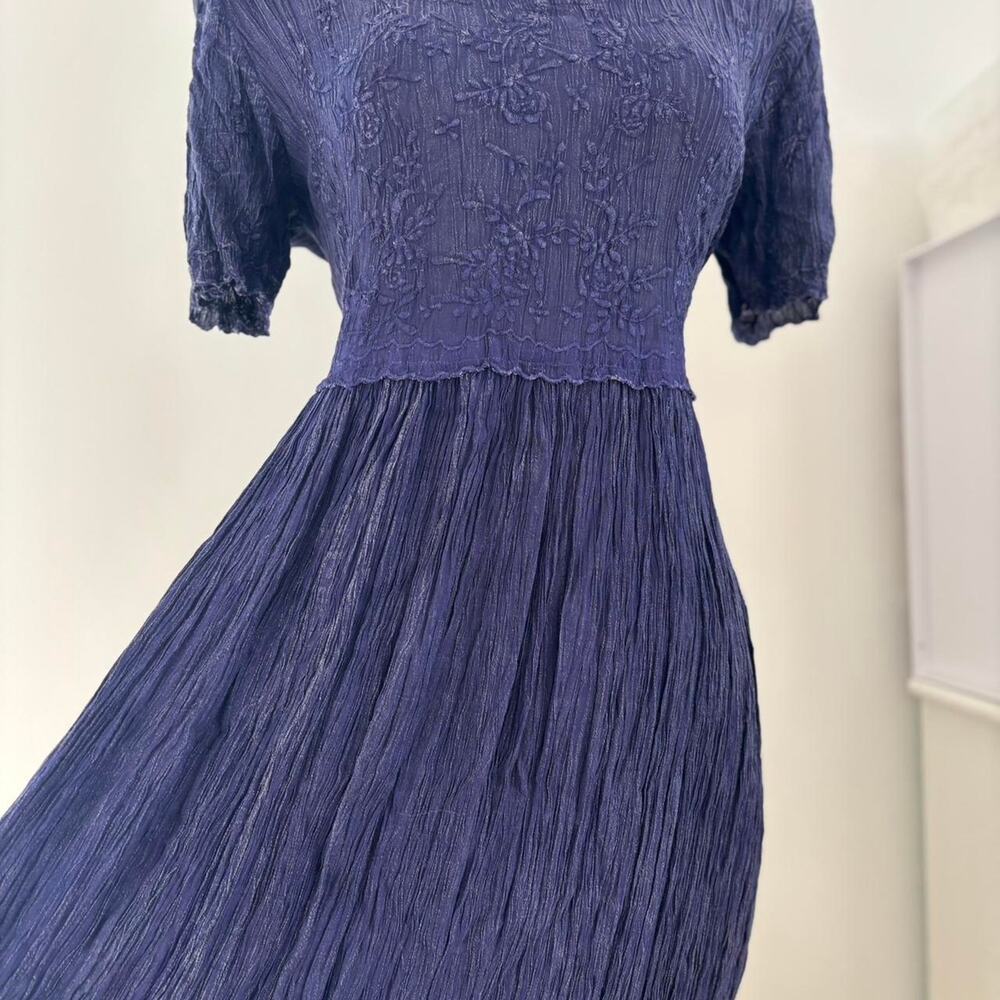 All That Jazz Purple/Blue Pleated Ruffle Maxi Dancing Dress Medium - Picture 5 of 7